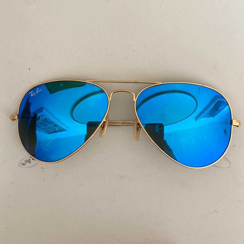 Ray-Ban Aviators Mirror Blue Lenses Gold Frame